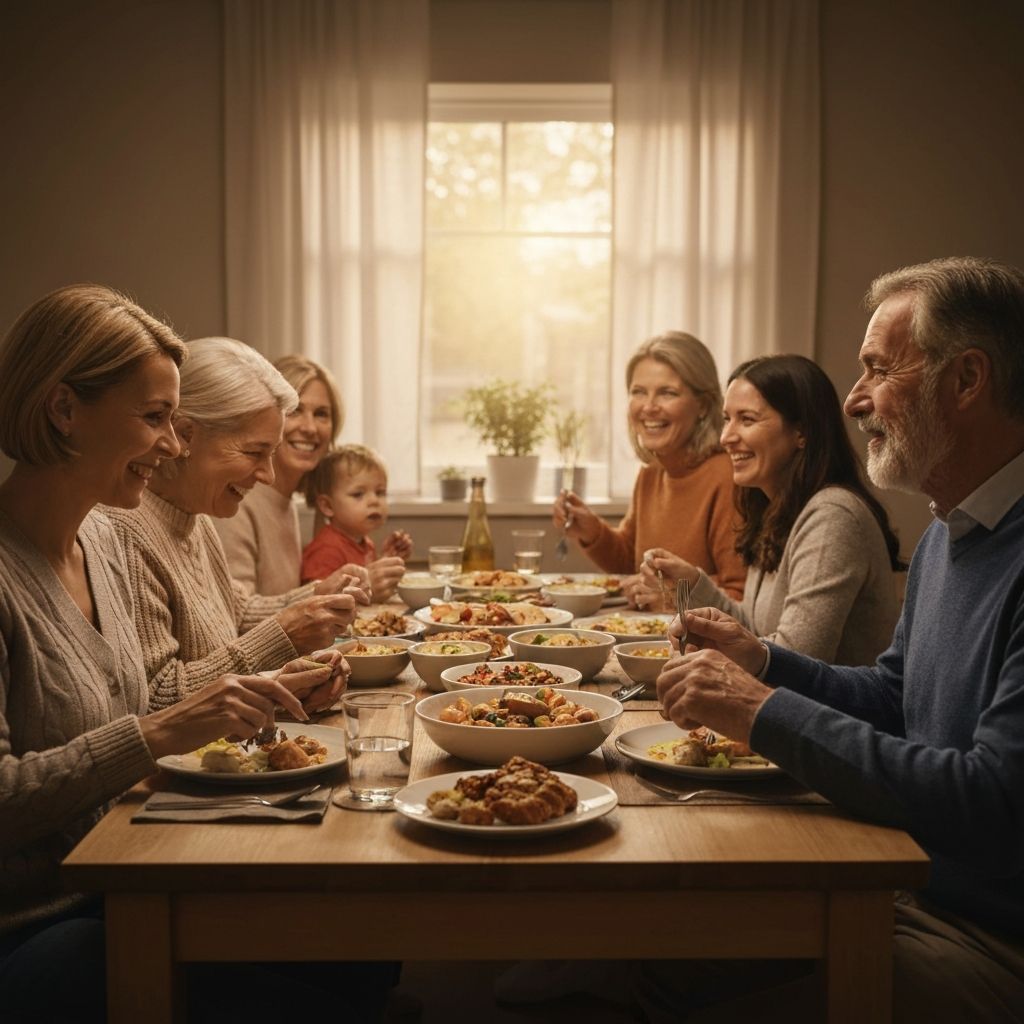 Family gathering around a shared meal